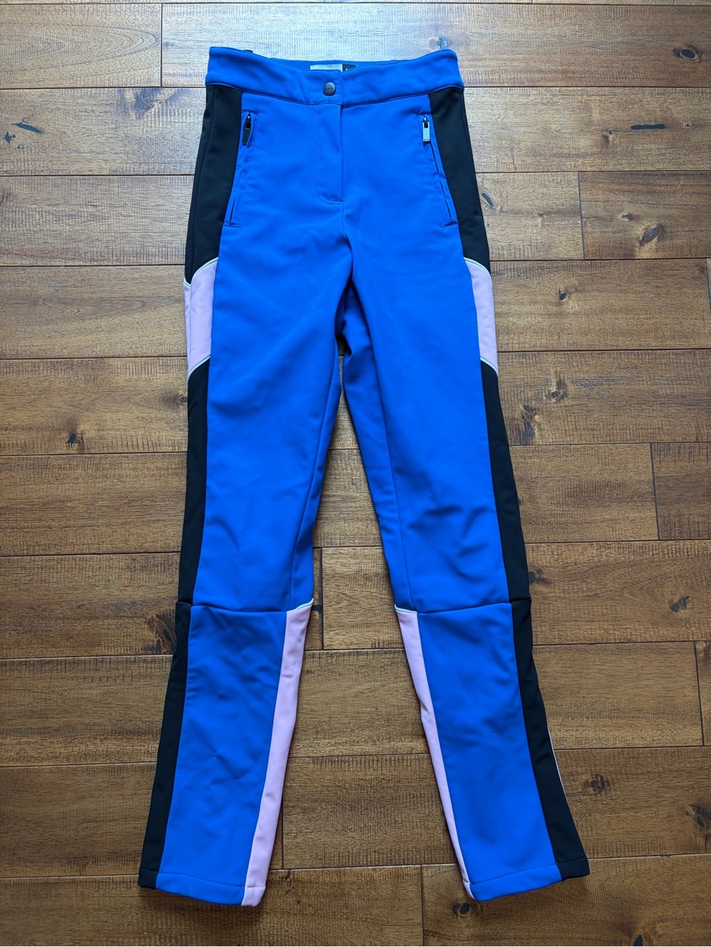 Topshop SNO Pants Ski Womens Sz 2 Pink Blue Black Colorblock Retro Flared Snow